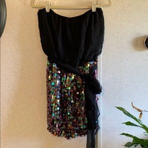 Fun strapless mini dress with sequins